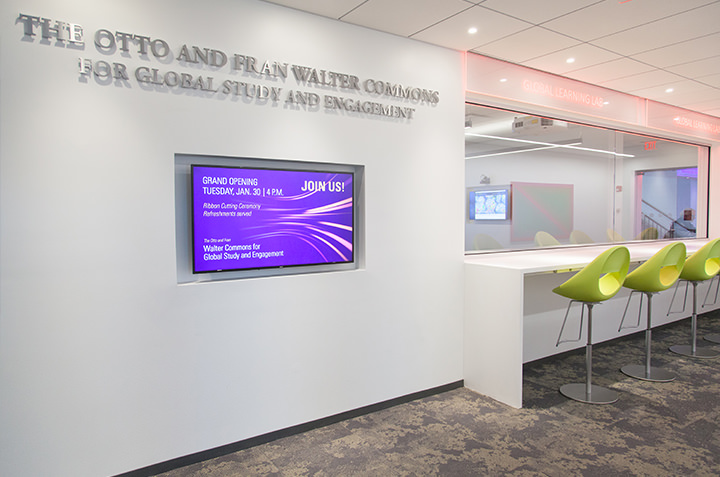 Interior of the Walter Commons for Global Study and Engagement.