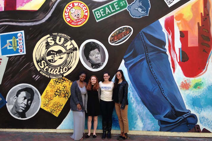 BRG students pose on famous Beale Street in Memphis, 2017